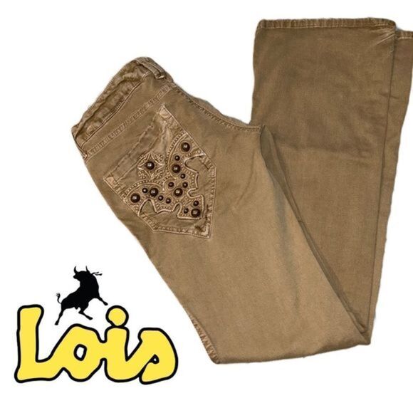 Lois Women’s Twill Studded Flare/Boot Cut Jeans - Size 37/29”‎ - Picture 1 of 4